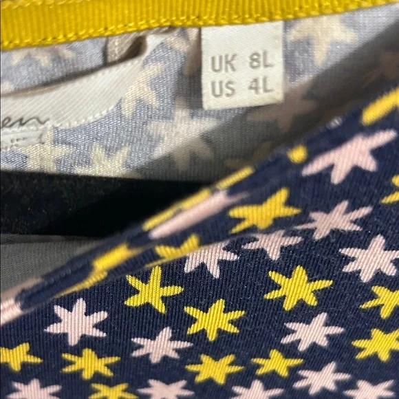 Boden Navy and Yellow Star Long Sleeve Dress - Picture 4 of 5